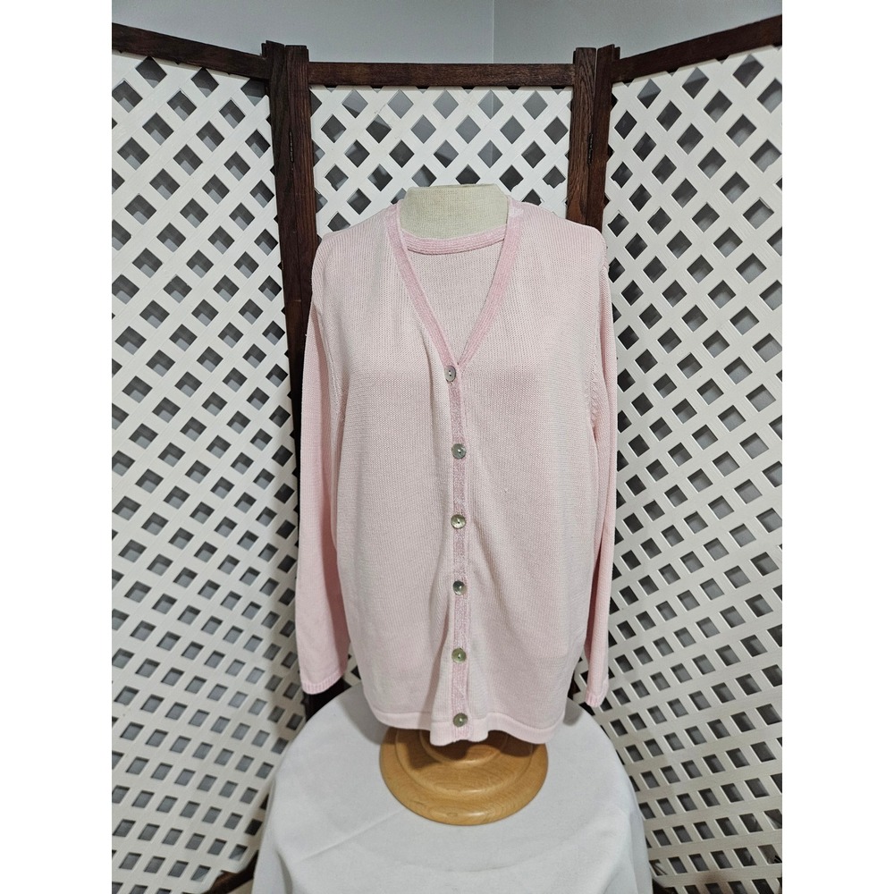 Denim & Co. Sweater & Sleeveless Shirt Set Womens 2 Piece Size XL Baby Pink